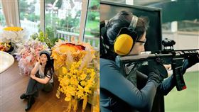 劉亦菲練習射擊畫面曝光。（圖／翻攝自微博）