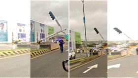 新／台中海線狂風吹整夜！號誌桿「折腰」（圖／翻攝我愛大甲）