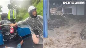 三立記者無畏風雨 康芮颱風襲挺進第一線（合成圖）