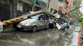 康芮颱風,強陣風,新店,路樹,倒塌,福民公園,電線桿,電線,汽車,砸毀