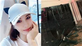 利菁家落地窗玻璃全碎。（圖／翻攝自臉書）