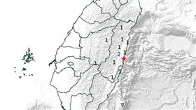 花蓮縣凌晨短短9分鐘連3震。（圖／翻攝自中央氣象署）