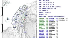 花蓮連4震規模最大5.5 震度4級國家警報響