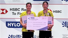 ▲余芊慧、宋碩芸在海洛公開賽女雙奪冠。（圖／翻攝自台電女子羽球隊臉書）