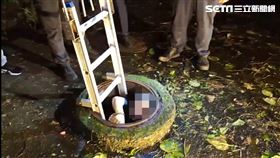 基隆陳姓通緝犯脫逃時跳進化糞池躲藏。（圖／翻攝畫面）