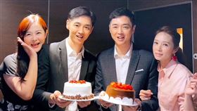 宋逸民、宋達民慶祝57歲生日，圖左起陳維齡、宋逸民、宋達民、洪百榕。（圖／藝起發光提供）