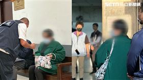 董男的姊姊現身殯儀館認屍，她腳一跛一跛略顯疲態。（圖／記者簡榮良攝影）