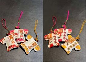 ▲代表三官大帝的小神衣。（圖／翻攝自桃園市政府客家事務局粉絲專頁）