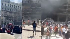 地震當時畫面也曝光！老舊建築猛晃成沙揚起巨大煙塵，宛如被轟炸過。（圖／翻攝自X）
