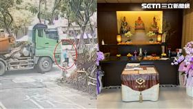 王婦發現砂石車起步，趕緊揮手示意並小跑步，卻還是被撞倒輾斷雙腳不治。（圖／民眾提供）