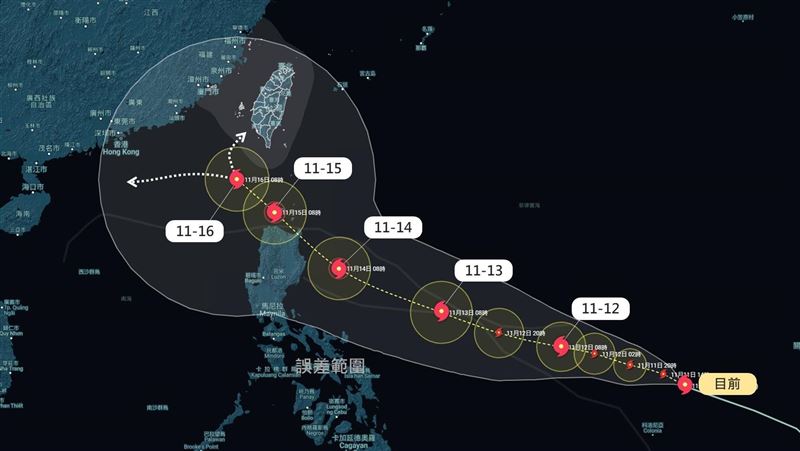 準天兔預測路徑圖：對台灣有一定程度威脅