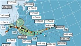天兔颱風預估會在週五到週日清晨最靠近台灣。（圖／氣象署）