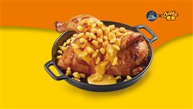 21Plus創立20餘年，首度將全民喜愛的餅乾小點－Cheetos奇多隨口脆共同研發入菜；圖為奇多起司椒麻雪花半雞。（圖／品牌業者提供）