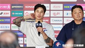 ▲世界12強棒球錦標賽，台灣隊投手林昱珉出席賽後記者會。（圖／記者劉彥池攝影）