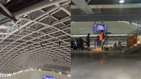 有網友抱怨大巨蛋漏水，導致他和朋友的外套、褲子都被淋濕。（合成圖／翻攝自Threads）