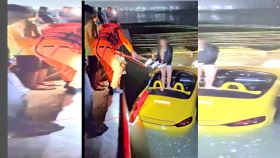 保時捷掉漁港。（圖／翻攝畫面）