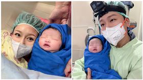 林可唯（左）與老公李崗霖喜迎女兒出生。（圖／翻攝自林可唯臉書）