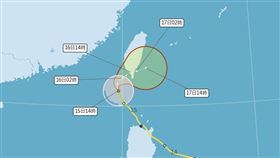 天兔颱風路徑潛勢圖。（圖／翻攝自中央氣象署）