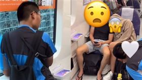 民眾日前搭乘捷運桃園機場線，莫名被一名陌生男乘客撞到，才發現這名男子竟然公然在捷運車廂上竄下跳，試圖偷窺一名正在睡覺的女乘客下半身春光。（圖／翻攝FB／黃瓊慧 桃園觀察日記）