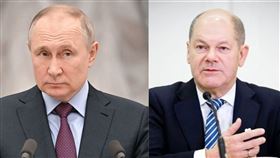 德總理蕭茲（右）與普丁（左）通話，並敦促普丁將軍隊撤出烏克蘭。（圖／翻攝自普丁X、蕭茲臉書）