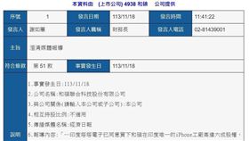 傳出售印度iPhone廠6成股權 和碩：依公告為主（圖/翻攝自公開資訊觀測站）