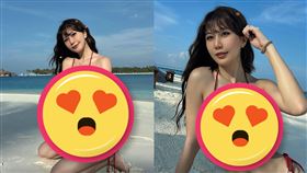 Joeman舊愛妮婭海邊「解放比基尼」。（圖／翻攝自妮婭IG）