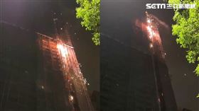 美術館建案突炸火光且垂直來回，發出巨大聲響。（圖／翻攝畫面）
