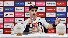 ▲世界12強棒球錦標賽複賽，美國隊蕭奧（Matt Shaw）出席賽後記者會。（圖／特派記者劉彥池攝影）