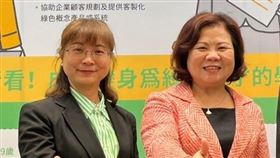 許銘春（右）今日回應，不曉得有絲巾這件事，也駁斥絲巾不是是謝宜容（左）這送的。（圖／翻攝自勞動部勞力發展署北基宜花金馬分署臉書）