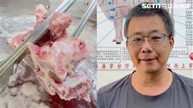 遭影射使用進口牛肉的「阿杰溫體牛肉湯」開第一槍，挖出牛內臟示眾，證明真材實料。（圖／翻攝畫面）