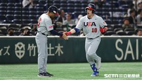 ▲世界12強棒球錦標賽複賽，美國隊指定打擊沃德（Ryan Ward）炸裂超前轟。（圖／特派記者劉彥池攝影）