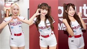 樂天桃猿派出卉妮(左起)、孟潔和陳伊前往遊行(圖/樂天桃猿提供)