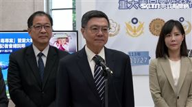 ▲卓榮泰出席「第11波安居緝毒專案」成果記者會，回應林郁婷棄賽抗議