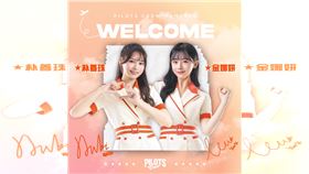 ▲領航猿邀請韓華鷹人氣啦啦隊成員金娜妍和前NC恐龍棒球啦啦隊朴善珠化身「聖誕限定應猿空姐」。（圖／桃園璞園領航猿球團提供）