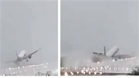 受氣旋豐格爾影響，靛藍航空1日降落清奈時，在距離跑道僅數英尺時劇烈傾斜。（圖／翻攝自X）