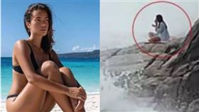 卡蜜拉被浪捲走。（圖／翻攝自X）