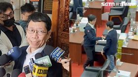 黃紹庭交保後首度現身議會總質詢，身材明顯消瘦，避談案情。（圖／翻攝畫面）