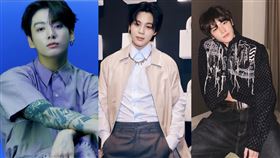 BTS的田柾國（左起）、Jimin和NCT泰容仍入伍當兵中。（組合圖／翻攝自 IG）