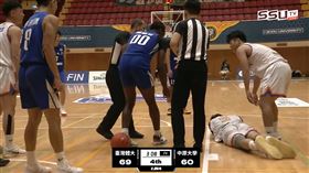 臺體郭俊言與中原外籍生陳維哲在一次爭球時爆衝突。（圖／翻攝自SSUTV）