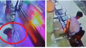 印度有名男子在等公車時滑手機，完全沒注意到前方的公車即將壓到自己。（圖／翻攝自X）