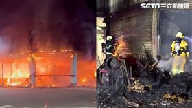 三民區大連街某化妝品一樓店面發生火警，瞬間火勢吞噬百坪店面，全陷火海。（圖／翻攝畫面）