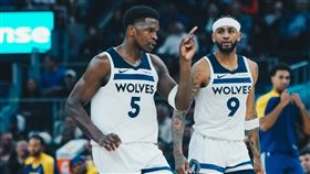 灰狼艾德渥斯轟下30分還送出9助攻，率領球隊作客擊敗勇士。（圖／翻攝自灰狼隊官方X）