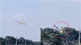 輕航機爬升15秒時，發出一聲「異音」，聽起來類似卡到異物，引擎聲和螺旋槳隨即同時靜止。（圖／翻攝自記者爆料網）