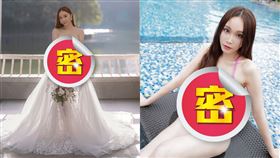 鄧伊婷近日曬出半透視裸紗禮服。（圖／翻攝自irinateting IG）