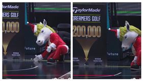 ▲夢想家中場遊戲又惹議，吉祥物優尼獸伸手接球卻誤把球碰進20萬洞口。（圖／翻攝自TPBL YT頻道）