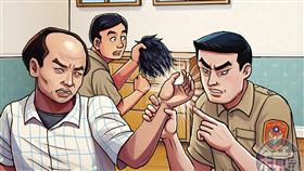 警方在黃崑亮（左）家中找到一頂假髮，並在他手上發現傷痕，因此認定他涉案。（示意畫面，AI繪圖Adobe Firefly生成，本刊美術組後製）