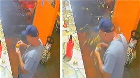 男子張嘴咬下雞塊瞬間突然爆炸，還噴出部分內餡。（圖／翻攝自X）