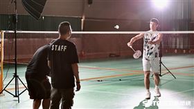 台灣羽球男單一哥周天成參與台灣真英雄頒獎典禮廣告拍攝。（圖／記者劉彥池攝影）