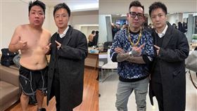 鍾培生（右）去看統神（左圖左邊）和蹦闆（右圖左邊）拳賽。（圖／翻攝自臉書）