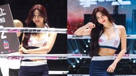 《拳上2024》場邊的舉牌女郎妙智因火辣身材成為話題焦點。（翻攝IG@miaoqq__）